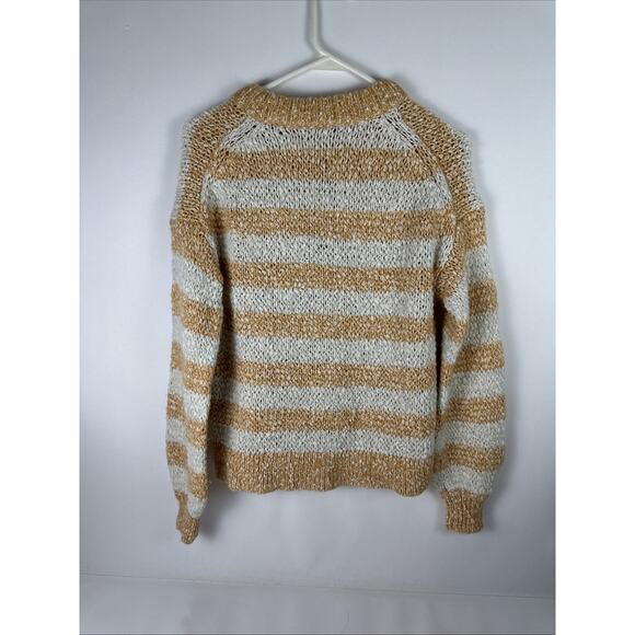 MADEWELL Baez Pullover Sweater Stripe Wool Angora Blend White Orange Size XS - Picture 2 of 8